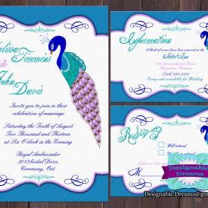 Peacock Wedding Invitation Set