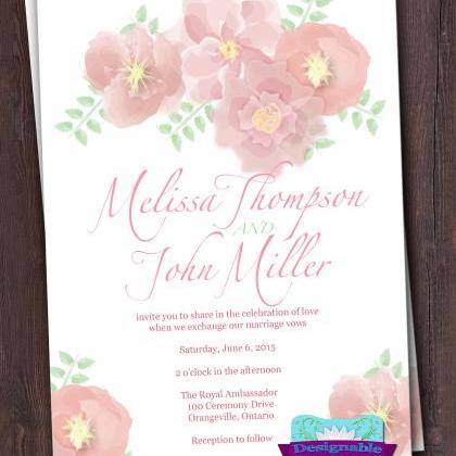 Water Colour Flowers - Wedding Invitation Set