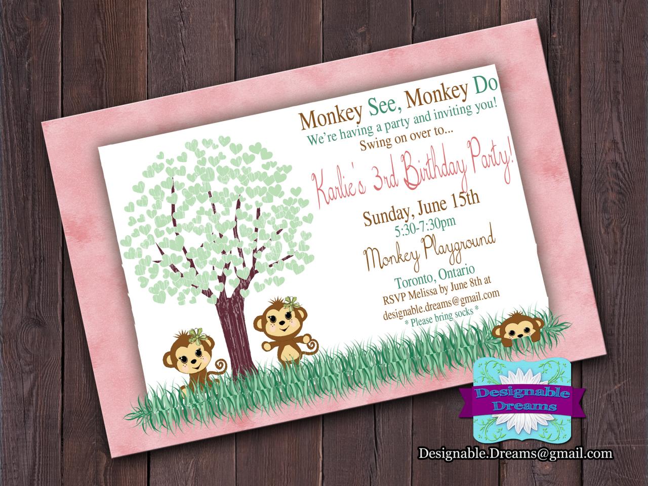 Monkey Hearts - Invitation (birthday Or Baby Shower)